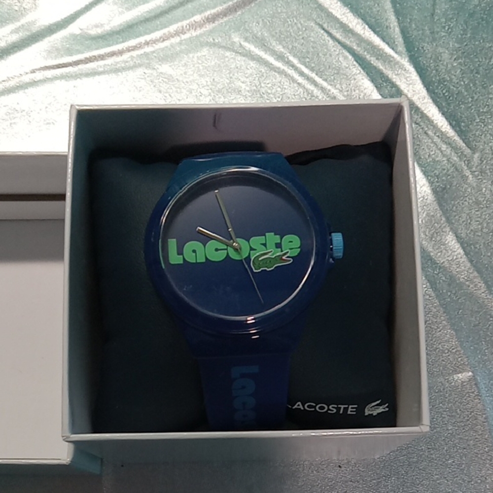 Lacoste Navy Blue Watch with Green Logo